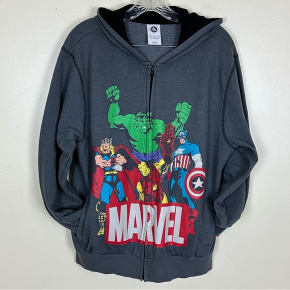 DISNEY Mens Marvel Comics Hulk Ironman Cpt America Zip Hoodie Sweatshirt, Size S - Picture 3 of 10